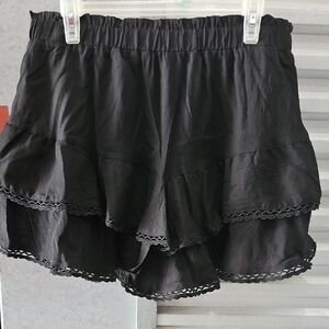 Black Ruffled Women's Shorts